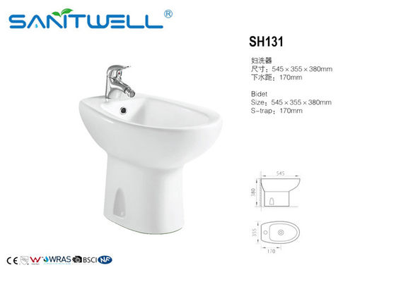 Hotel Bathroom Equipment Floor Mounted Bidet , Women Toilet Self Cleaning Ceramic Bidet