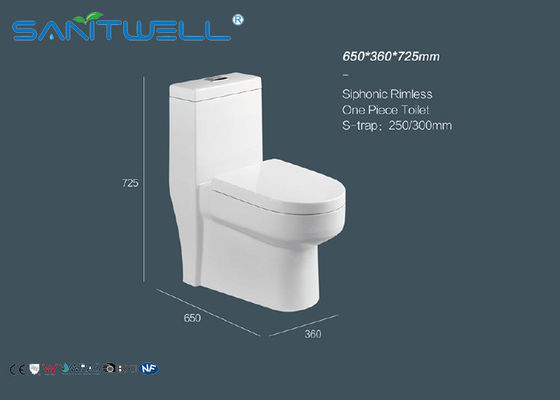 Nano Ceramic  Single Piece Toilet Siphonic flushing WC 650*360*725 mm Size
