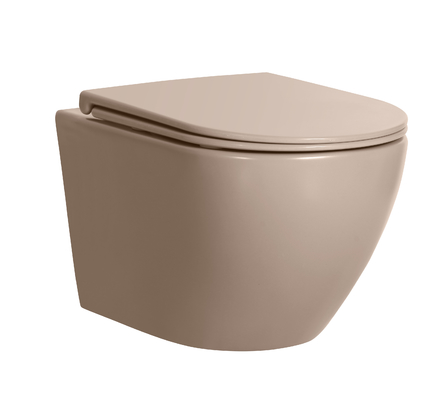 Modern New Mink Color Ceramic Rimless Washdown P Trap Wall Hung Toilet