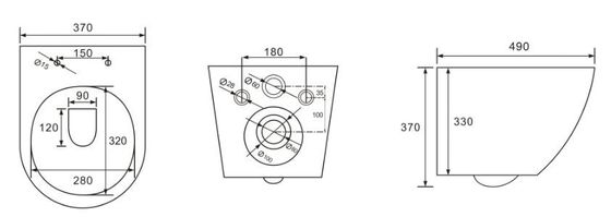 Sanitary Ware European P Trap New Flush Tornado Flushing Concealed Cistern Ceramic Wall Hung Toilet