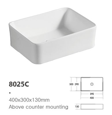 Rectangular White Color Solid Surface Art Wash Basin Lavabo Porcelain Sink Bathroom