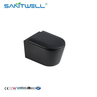 Luxury Matt Black Washdown Tornado Flush Ceramic Bathroom Soft Seat Cover Wall Mounted Toilet