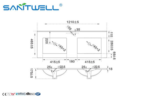 Porcelain Dual Bathroom Sink / Vanity Antique Wash Basin AB8003 - 120D