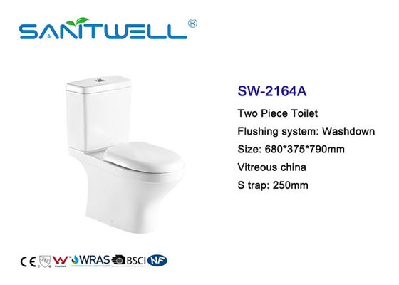 Self Cleaning Glaze Close Coupled Wc Washdown Two Piece Toilet Antibacterial