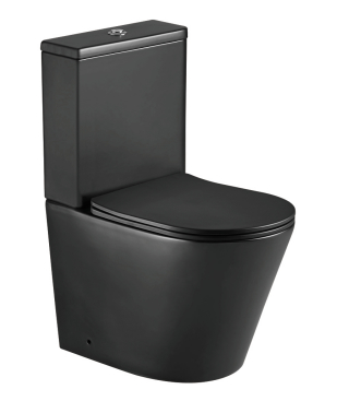 European Ceramic Matt Black Color Close Coupled Two Piece Toilet Manufacture Rimless Wash Down Flush