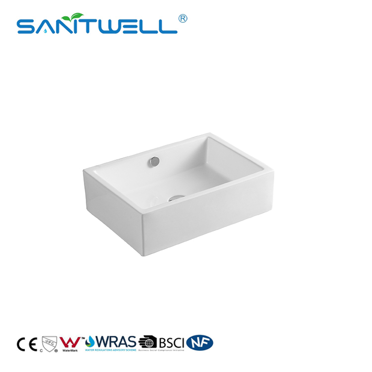 Modern Rectangle Shape Ceramic Counter Top Wash Basin for Bathroom