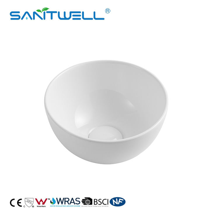 Smooth Surface Small Round Porcelain Counter Top Ceramic Washbasin